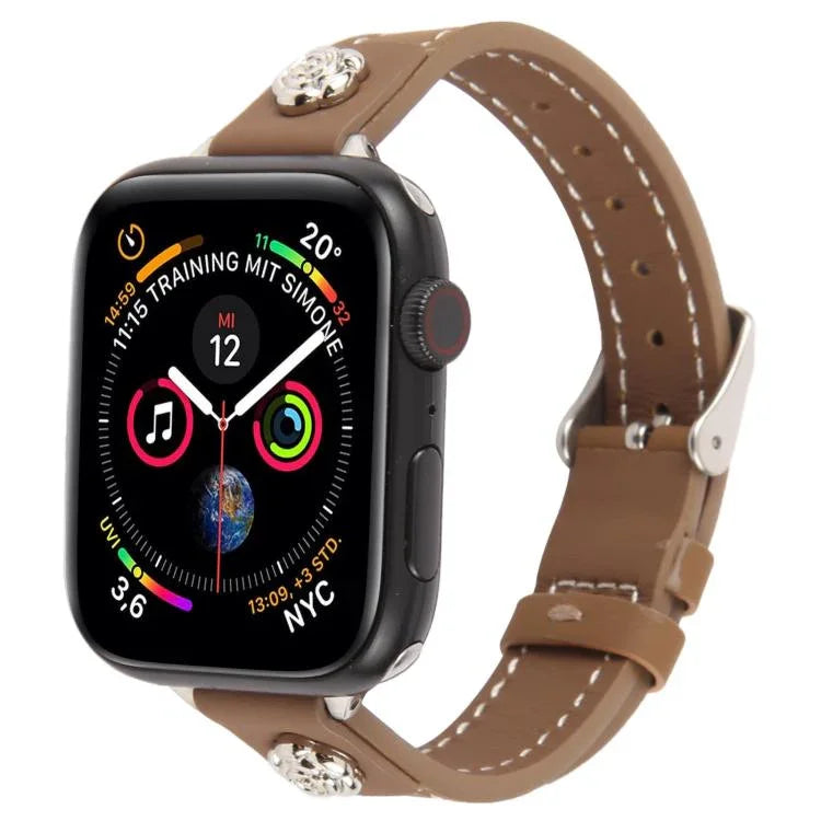 Rivet Camellia Armband aus hautfreundlichem Mikrofaserleder, passend für Apple Watch 46 mm / 49 mm / 45 mm / 44 mm und 42 mm / 41 mm / 40 mm / 38 mm