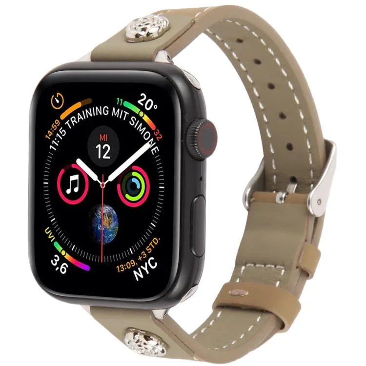 Rivet Camellia Armband aus hautfreundlichem Mikrofaserleder, passend für Apple Watch 46 mm / 49 mm / 45 mm / 44 mm und 42 mm / 41 mm / 40 mm / 38 mm