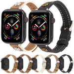 Rivet Camellia Armband aus hautfreundlichem Mikrofaserleder, passend für Apple Watch 46 mm / 49 mm / 45 mm / 44 mm und 42 mm / 41 mm / 40 mm / 38 mm
