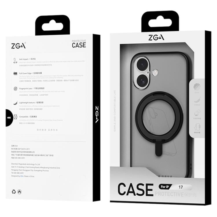 ZGA Feitian 360 Drehhalter Magsafe PC Hybrid TPU-Handyhülle, Für iPhone 17 Pro, Für iPhone 17 Pro Max