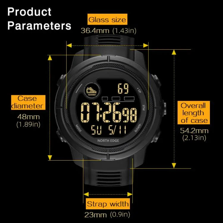 NORTH EDGE MARS 5 Outdoor Smartwatch für Herren, unterstützt Herzfrequenz-/Blutsauerstoffüberwachung