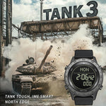 NORTH EDGE TANK 3 Outdoor Wasserdichte Herren Sportuhr mit Schrittzähler und Kompass