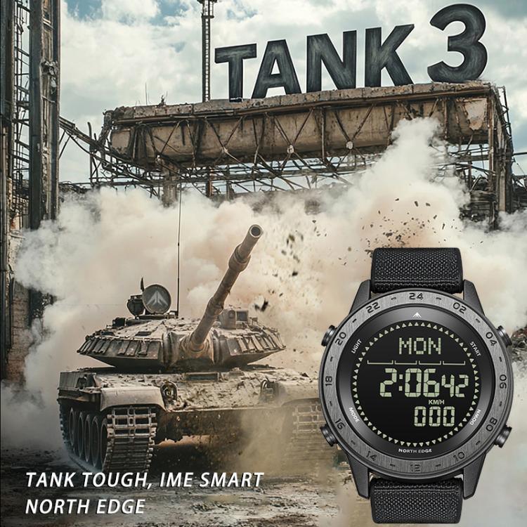 NORTH EDGE TANK 3 Outdoor Wasserdichte Herren Sportuhr mit Schrittzähler und Kompass