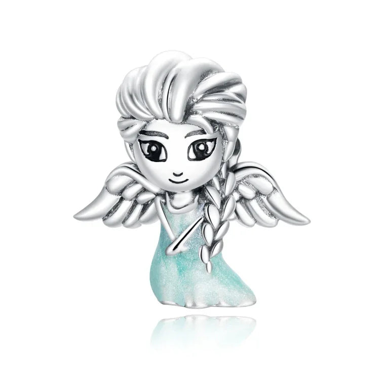 S925 Sterling Silber Schneeflocken Elfenmädchen Perlen DIY Armband Halskette Accessoires, Elfenmädchen