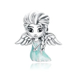 S925 Sterling Silber Schneeflocken Elfenmädchen Perlen DIY Armband Halskette Accessoires, Elfenmädchen