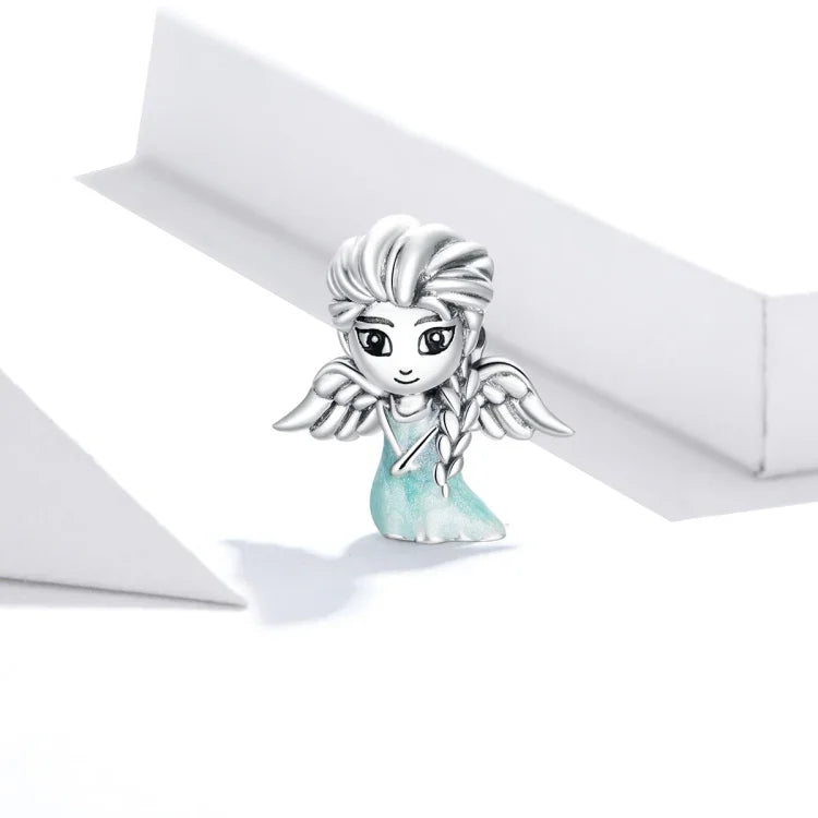 S925 Sterling Silber Schneeflocken Elfenmädchen Perlen DIY Armband Halskette Accessoires, Elfenmädchen