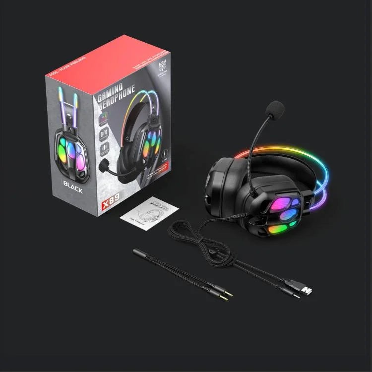 ONIKUMA X89 RGB kabelgebundener Kopfhörer mit Mikrofon, X89