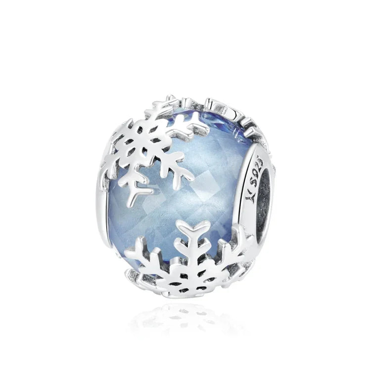 S925 Sterling Silber Kristall Schneeflockenperlen DIY Armband Halskette Accessoires, Schneeflocke