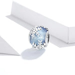 S925 Sterling Silber Kristall Schneeflockenperlen DIY Armband Halskette Accessoires, Schneeflocke