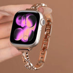 xDfind Dünnes Armband aus Edelstahl mit Diamanten, passend für Apple Watch 42 / 44 / 45 / 46 / 49 mm, Apple Watch 38 / 40 / 41 / S10 42 mm