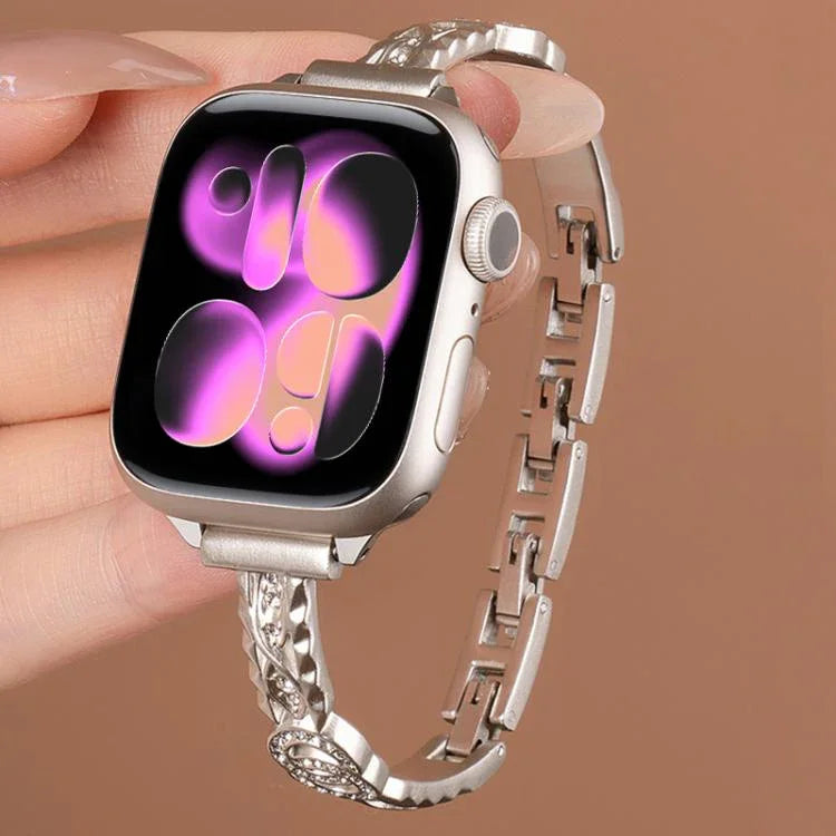 xDfind Dünnes Armband aus Edelstahl mit Diamanten, passend für Apple Watch 42 / 44 / 45 / 46 / 49 mm, Apple Watch 38 / 40 / 41 / S10 42 mm