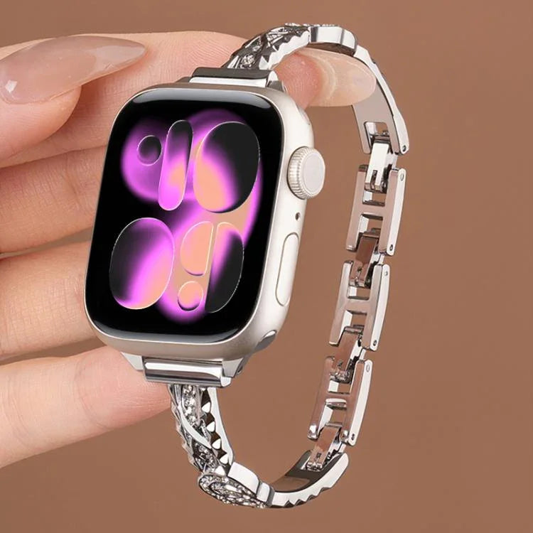 xDfind Dünnes Armband aus Edelstahl mit Diamanten, passend für Apple Watch 42 / 44 / 45 / 46 / 49 mm, Apple Watch 38 / 40 / 41 / S10 42 mm