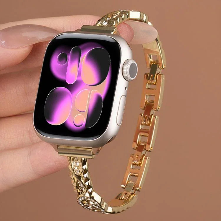 xDfind Dünnes Armband aus Edelstahl mit Diamanten, passend für Apple Watch 42 / 44 / 45 / 46 / 49 mm, Apple Watch 38 / 40 / 41 / S10 42 mm