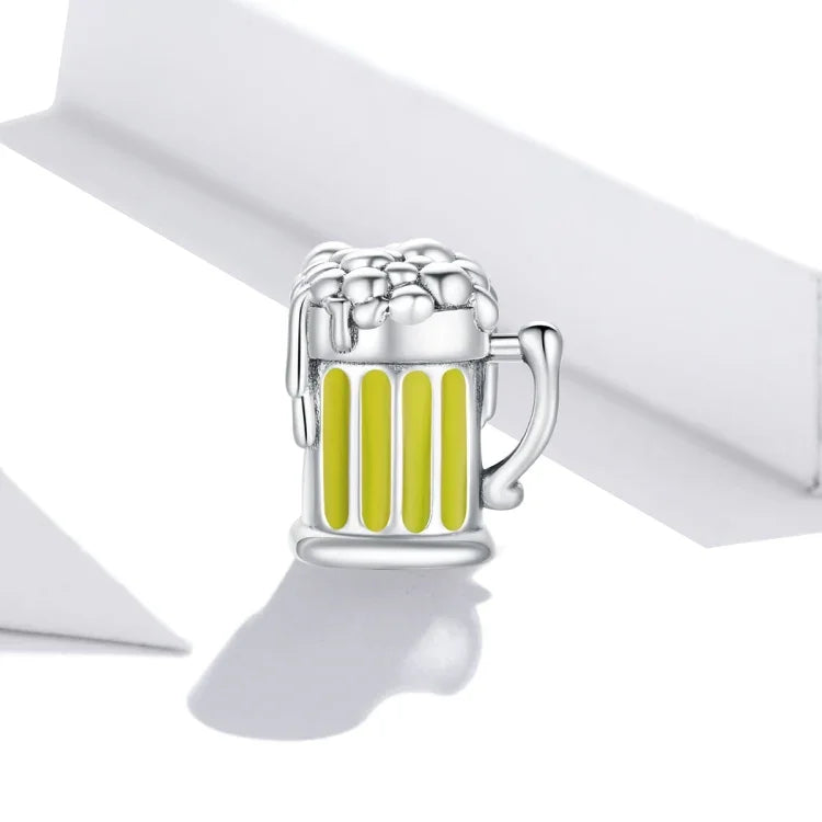 S925 Sterling Silber Bierkrugperlen DIY Armband Halskette Accessoires, Bierkrug