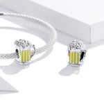 S925 Sterling Silber Bierkrugperlen DIY Armband Halskette Accessoires, Bierkrug