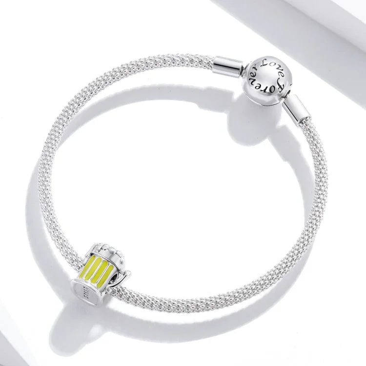 S925 Sterling Silber Bierkrugperlen DIY Armband Halskette Accessoires, Bierkrug