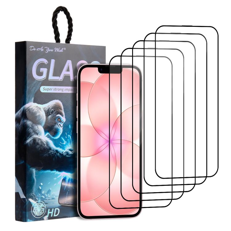 5 Stück/Packung "Do As You Wish" Siebdruck HD Panzerglasfolie, für iPhone 17e / 16e, für iPhone 17 Pro Max, für iPhone 17 Pro, für iPhone 17, für iPhone Air, für iPhone 16 Pro Max, für iPhone 16 Pro, für iPhone 16 Plus, für iPhone 16