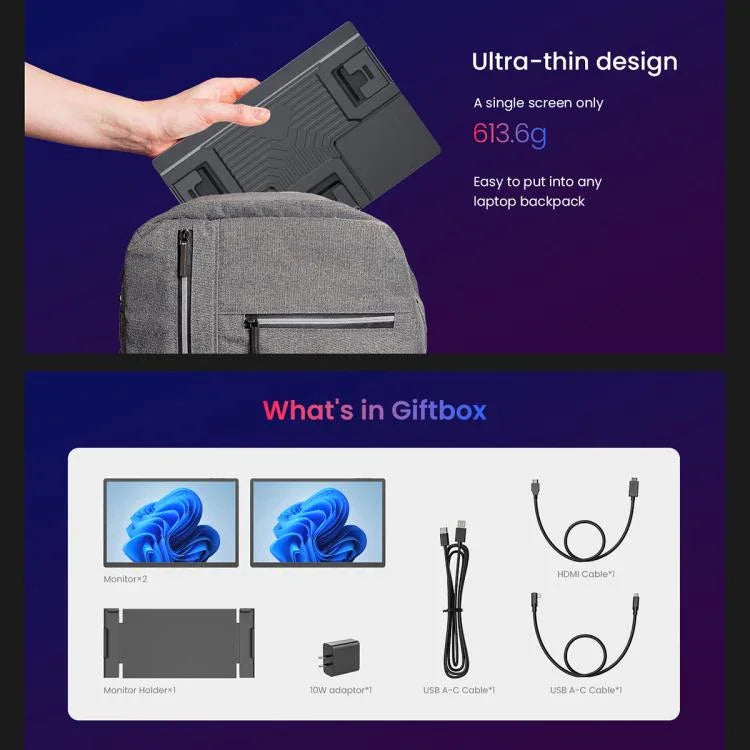 Leo 14 14 Zoll erweiterter Display Dual Portable Monitor, US Stecker, UK Stecker, EU Stecker