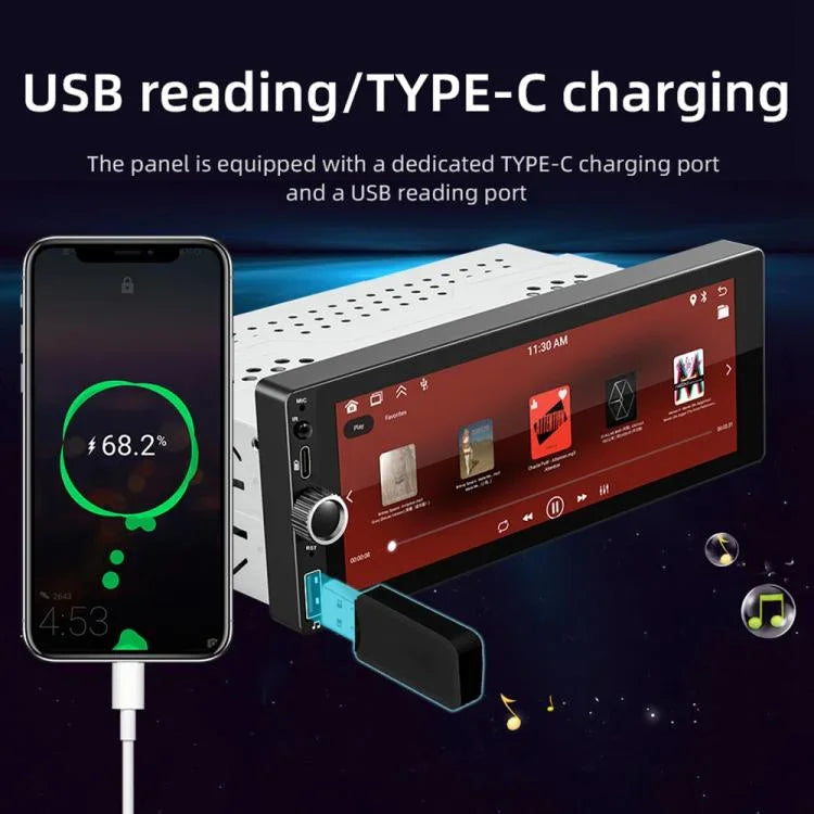 F6021 6,86 Zoll IPS-Bildschirm Auto 1Din MP5 Player Unterstützung CarPlay & Android Auto, F6021
