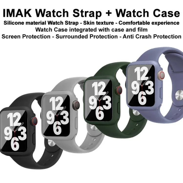 imak Integrierte Schutzhülle und Schutzfolie mit Silikonarmband, für Apple Watch SE 1/2/3/Serie 4/5/6 (44 mm) und Apple Watch SE 1/2/3/Serie 4/5/6 (40 mm)