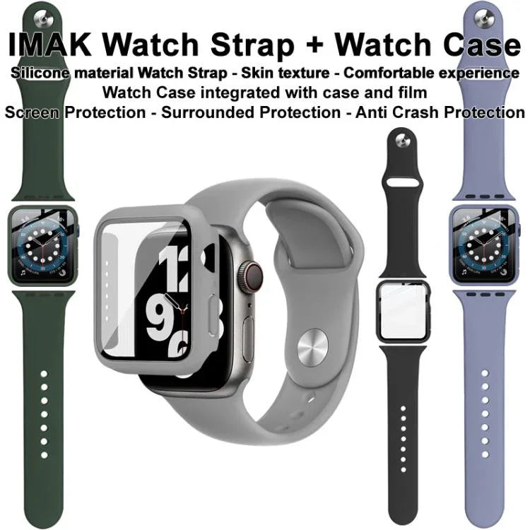 imak Integrierte Schutzhülle und Schutzfolie mit Silikonarmband, für Apple Watch SE 1/2/3/Serie 4/5/6 (44 mm) und Apple Watch SE 1/2/3/Serie 4/5/6 (40 mm)