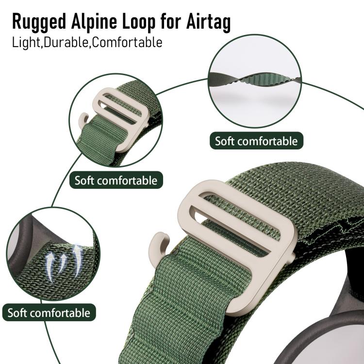 xDfind Silberne Schnalle Schlaufen Nylon-Band Stil Anti-Verlust Tracker Schutzcover, Für AirTag 2. Gen / AirTag 1. Gen