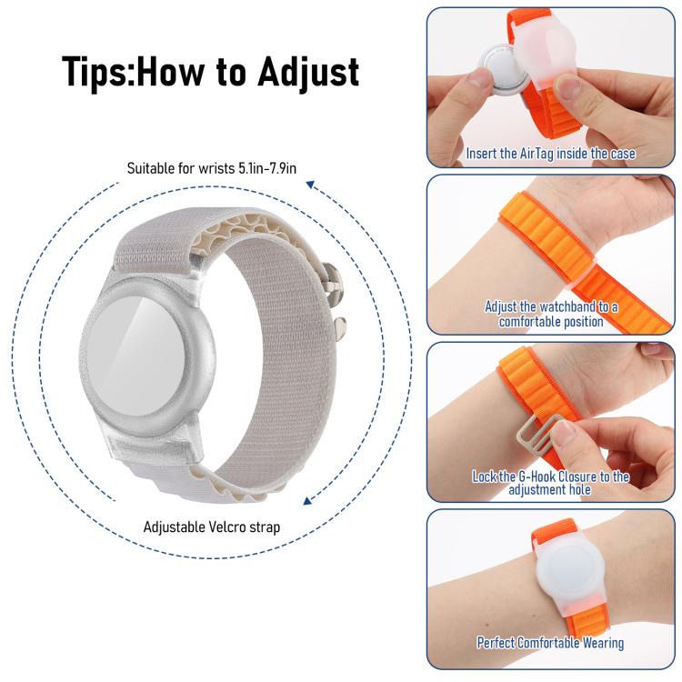 xDfind Silberne Schnalle Schlaufen Nylon-Band Stil Anti-Verlust Tracker Schutzcover, Für AirTag 2. Gen / AirTag 1. Gen