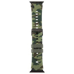 xDfind Schwarzes Silikon-Armband mit Camouflage-Muster, passend für Apple Watch 42 / 44 / 45 / 46 / 49 mm, Apple Watch 38 / 40 / 41 / S10 42 mm