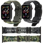 xDfind Schwarzes Silikon-Armband mit Camouflage-Muster, passend für Apple Watch 42 / 44 / 45 / 46 / 49 mm, Apple Watch 38 / 40 / 41 / S10 42 mm
