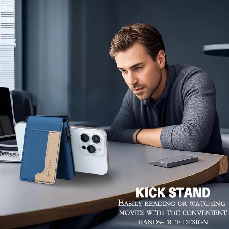BFK28 Colorblock MagSafe Magnetische Leder-Kartenhülle