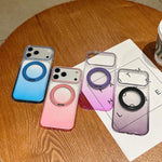 Transparenter Farbverlauf 360-Grad-Drehhalter MagSafe Handyhülle, Für iPhone 17 Pro Max, Für iPhone 17 Pro, Für iPhone 17, Für iPhone Air, Für iPhone 16 Pro Max, Für iPhone 16 Pro, Für iPhone 16 Plus, Für iPhone 16