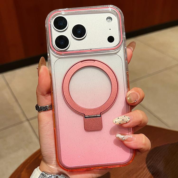 Transparenter Farbverlauf Metallring-Halter MagSafe Handyhülle, Für iPhone 17 Pro Max, Für iPhone 17 Pro, Für iPhone 17, Für iPhone Air, Für iPhone 16 Pro Max, Für iPhone 16 Pro, Für iPhone 16 Plus, Für iPhone 16