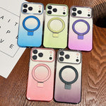 Transparenter Farbverlauf Metallring-Halter MagSafe Handyhülle, Für iPhone 17 Pro Max, Für iPhone 17 Pro, Für iPhone 17, Für iPhone Air, Für iPhone 16 Pro Max, Für iPhone 16 Pro, Für iPhone 16 Plus, Für iPhone 16