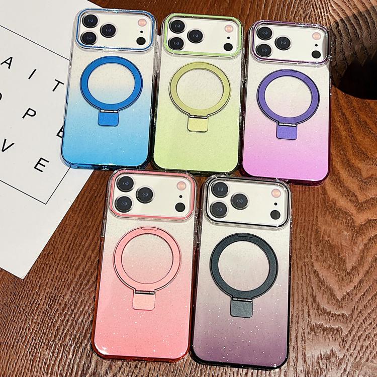 Transparenter Farbverlauf Metallring-Halter MagSafe Handyhülle, Für iPhone 17 Pro Max, Für iPhone 17 Pro, Für iPhone 17, Für iPhone Air, Für iPhone 16 Pro Max, Für iPhone 16 Pro, Für iPhone 16 Plus, Für iPhone 16