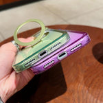 Transparenter Farbverlauf Metallring-Halter MagSafe Handyhülle, Für iPhone 17 Pro Max, Für iPhone 17 Pro, Für iPhone 17, Für iPhone Air, Für iPhone 16 Pro Max, Für iPhone 16 Pro, Für iPhone 16 Plus, Für iPhone 16