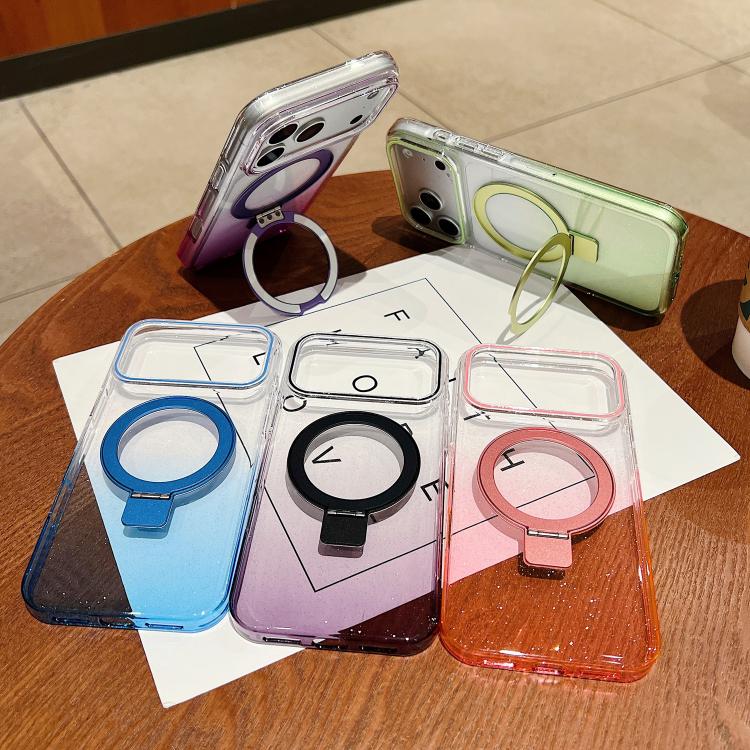 Transparenter Farbverlauf Metallring-Halter MagSafe Handyhülle, Für iPhone 17 Pro Max, Für iPhone 17 Pro, Für iPhone 17, Für iPhone Air, Für iPhone 16 Pro Max, Für iPhone 16 Pro, Für iPhone 16 Plus, Für iPhone 16