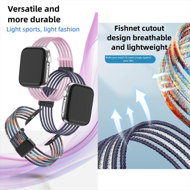 Breathable Nylon Fish Line Watch Band, For Apple Watch 46mm / 49mm / 45mm / 44mm, For Apple Watch S11 42mm / 41mm / 40mm / 38mm