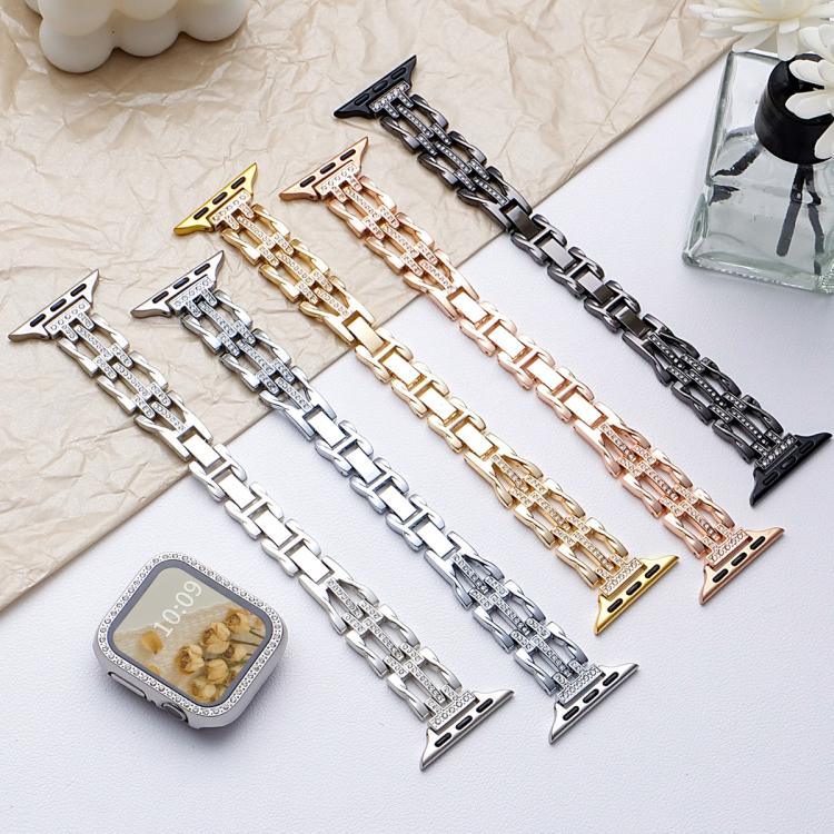 xDfind Armband „Flowing Swirls Diamond Metal“ für Apple Watch 42 / 44 / 45 / 46 / 49 mm, Apple Watch 38 / 40 / 41 / S11 42 mm