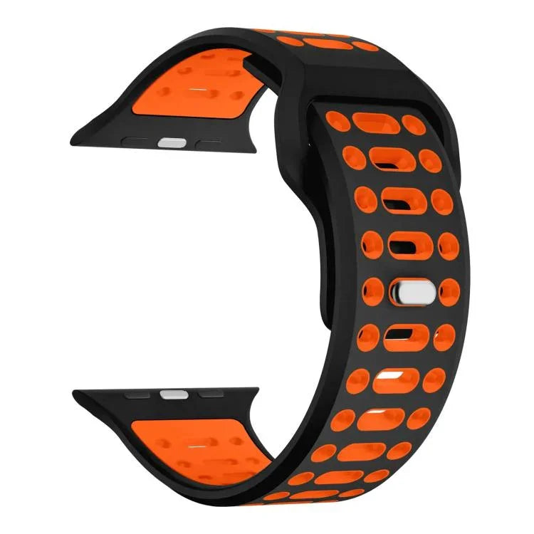 xDfind Zweifarbiges, atmungsaktives Sport-Uhrenarmband aus Silikon, für Apple Watch 46 mm / 49 mm / 45 mm / 44 mm