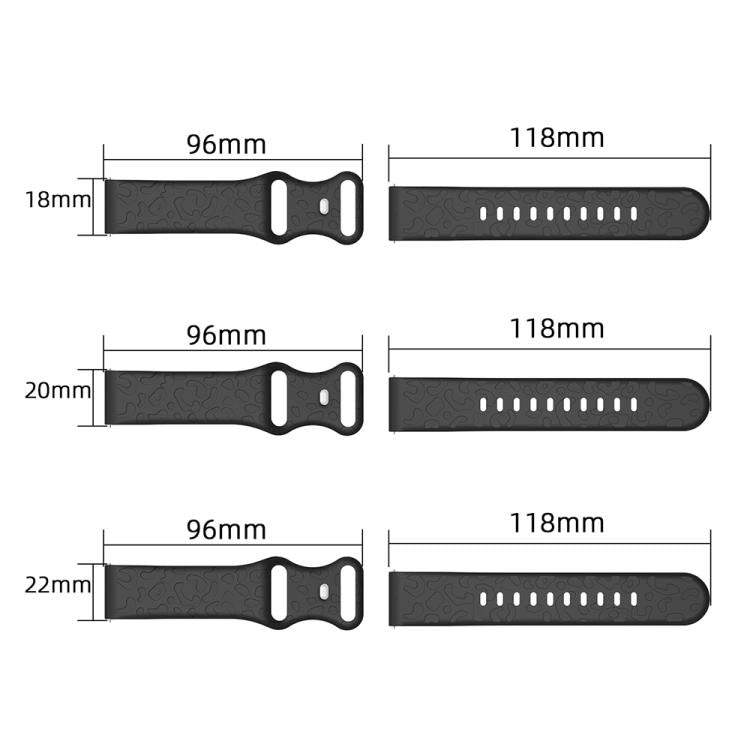 xDfind Leopard Print Silicone Watch Band, 18mm, 20mm, 22mm