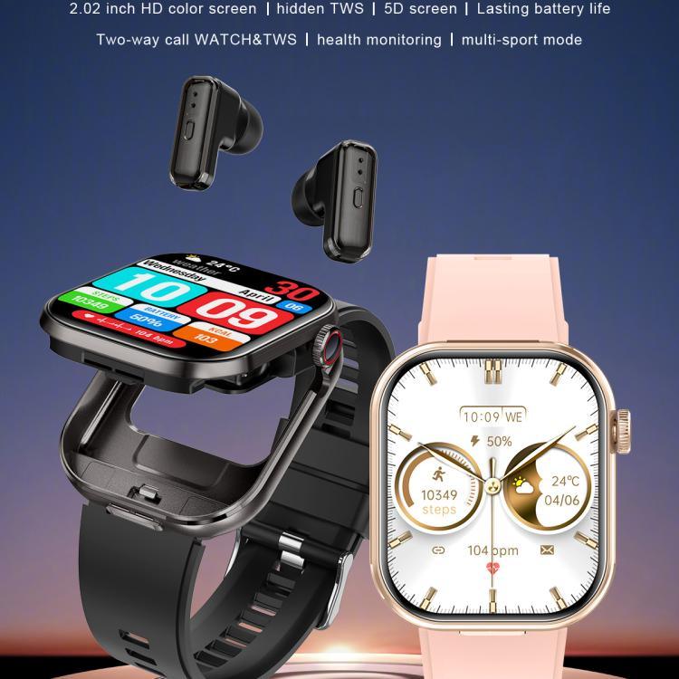 T99 Smartwatch mit 2,02-Zoll-Quadratbildschirm, Bluetooth-Kopfhörer, IP67 wasserdicht, unterstützt Blutsauerstoffmessung