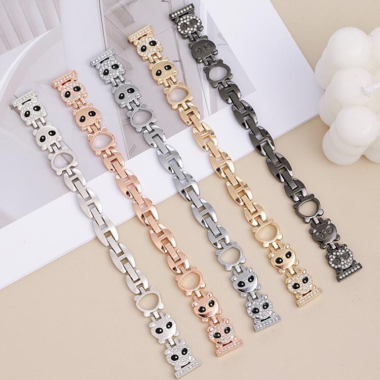 xDfind Armband aus Metall mit Diamanten in Form eines roten Pandas, passend für Apple Watch 42 / 44 / 45 / 46 / 49 mm, Apple Watch 38 / 40 / 41 / S11 42 mm