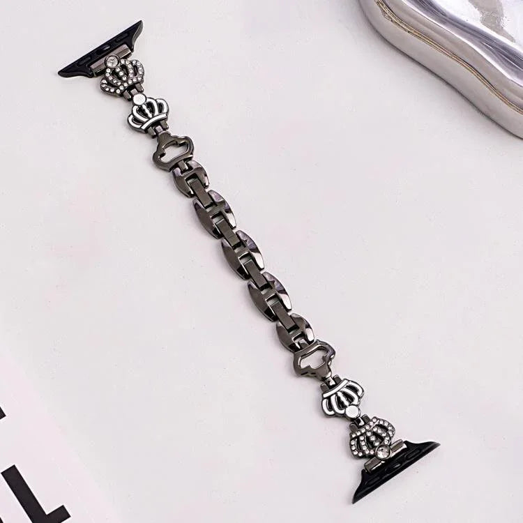 xDfind Kronen-Kettenarmband mit Diamanten, Metallarmband für Apple Watch 42 / 44 / 45 / 46 / 49 mm, für Apple Watch 38 / 40 / 41 / S11 42 mm
