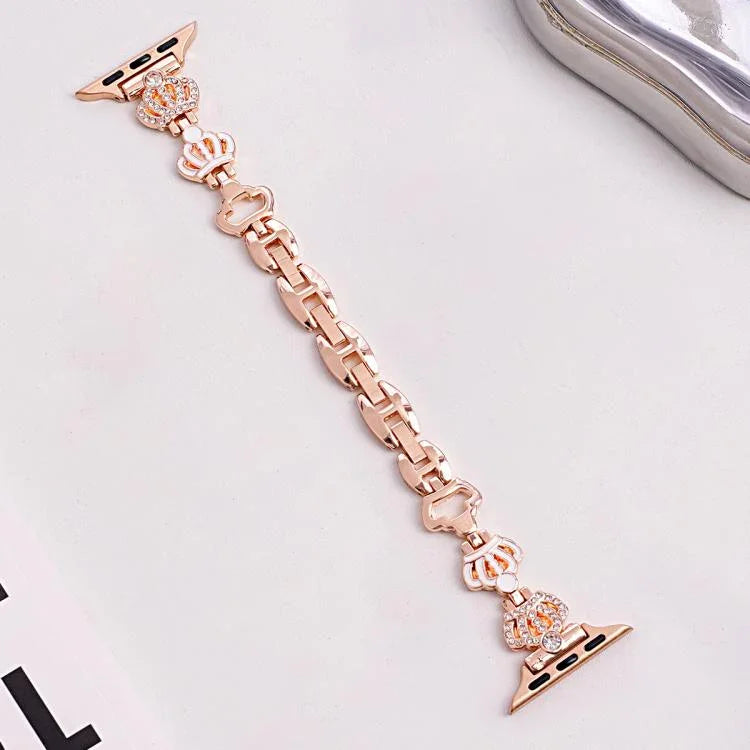 xDfind Kronen-Kettenarmband mit Diamanten, Metallarmband für Apple Watch 42 / 44 / 45 / 46 / 49 mm, für Apple Watch 38 / 40 / 41 / S11 42 mm