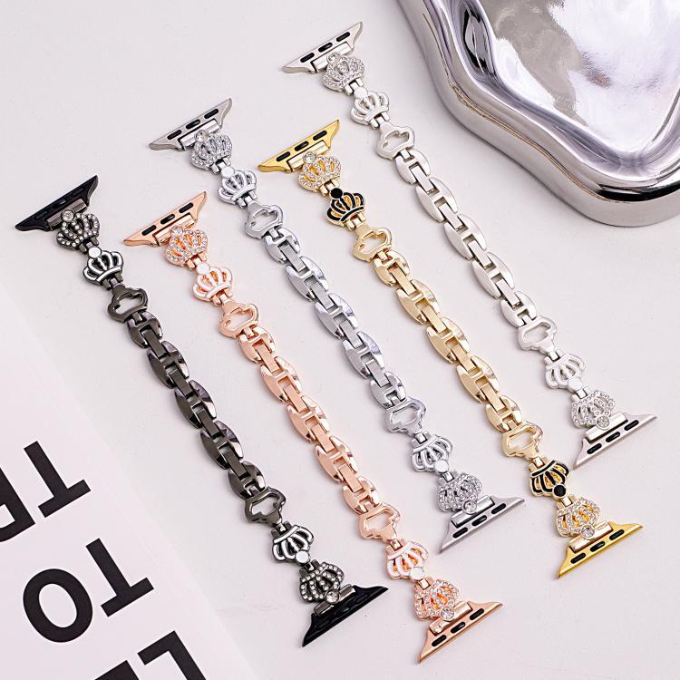 xDfind Kronen-Kettenarmband mit Diamanten, Metallarmband für Apple Watch 42 / 44 / 45 / 46 / 49 mm, für Apple Watch 38 / 40 / 41 / S11 42 mm