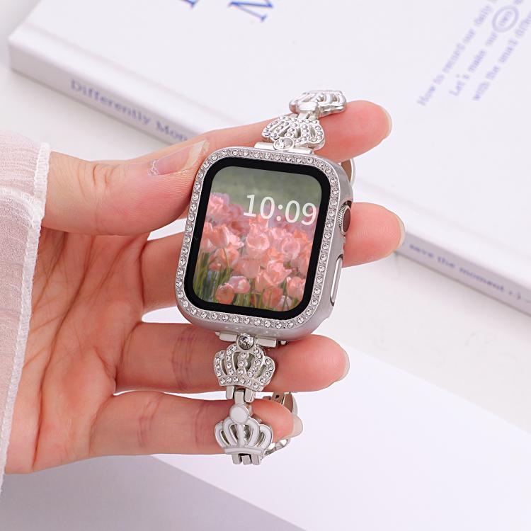 xDfind Kronen-Kettenarmband mit Diamanten, Metallarmband für Apple Watch 42 / 44 / 45 / 46 / 49 mm, für Apple Watch 38 / 40 / 41 / S11 42 mm