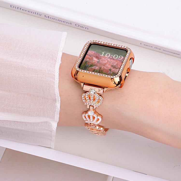 xDfind Kronen-Kettenarmband mit Diamanten, Metallarmband für Apple Watch 42 / 44 / 45 / 46 / 49 mm, für Apple Watch 38 / 40 / 41 / S11 42 mm