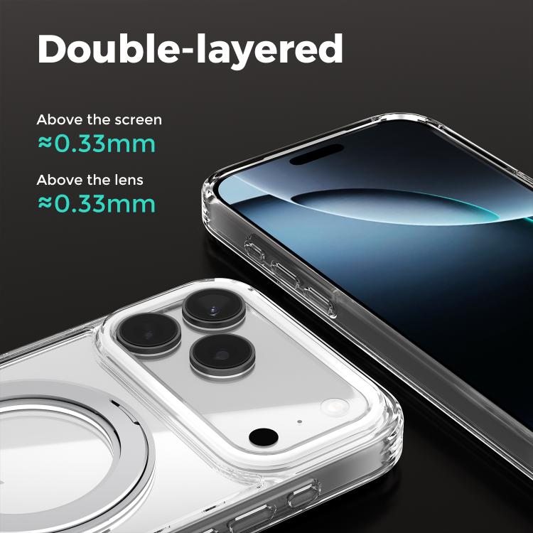 ABEEL MagSafe Q-LUCK Pivot-Halterung Transparente Handyhülle, Für iPhone 17 Pro Max, Für iPhone 17 Pro, Für iPhone 17, Für iPhone Air, Für iPhone 16 Pro Max, Für iPhone 16 Pro, Für iPhone 16 Plus, Für iPhone 16