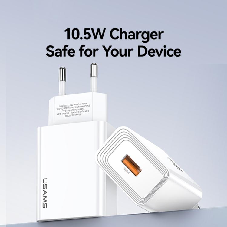 USAMS CC326 T69 10.5W 2.1A Single USB Port Charger, CC326