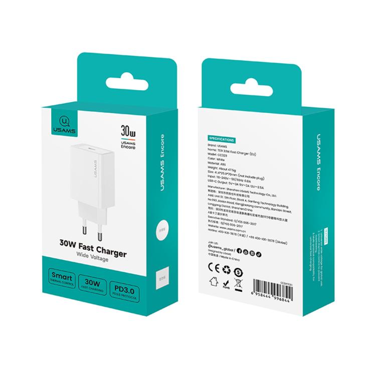 USAMS CC329 T69 PD 30W USB-C / Typ-C Einport-Schnellladegerät, CC329